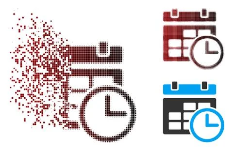 Shredded Pixel Halftone Date And Time Icon Stock Illustration