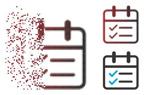 Shredded Pixel Halftone Day Tasks Icon Stock Illustration