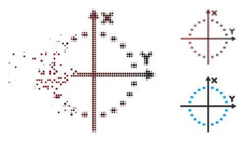 Shredded Pixel Halftone Dotted Circle Plot Icon Ilustración de archivo