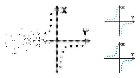 Shredded Pixel Halftone Dotted Hyperbola Plot Icon Ilustración de archivo