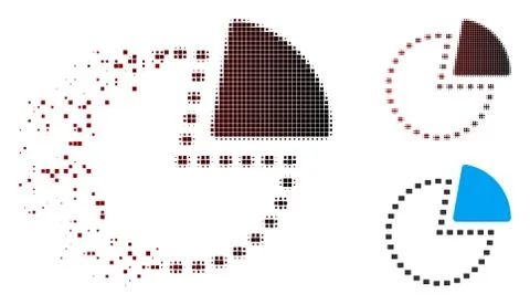 Shredded Pixel Halftone Dotted Pie Chart Icon Stock Illustration