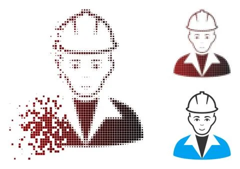 Shredded Pixel Halftone Engineer Icon Stockillustratie