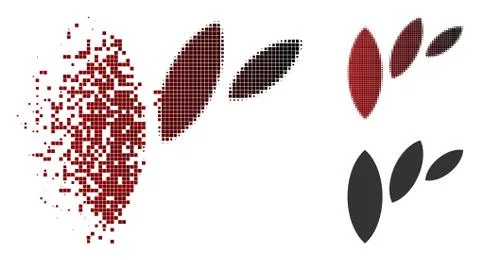 Shredded Pixel Halftone Flora Leaf Abstraction Icon Stock Illustration