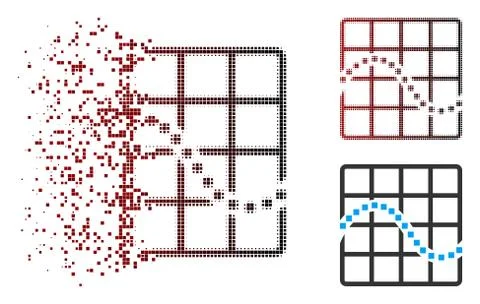 Shredded Pixel Halftone Function Chart Icon Stock Illustration
