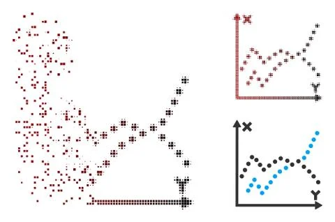 Shredded Pixel Halftone Functions Plot Icon Stock Illustration