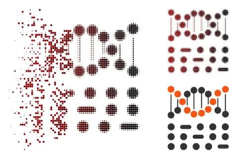 Shredded Pixel Halftone Genetic Code Icon Stock Illustration