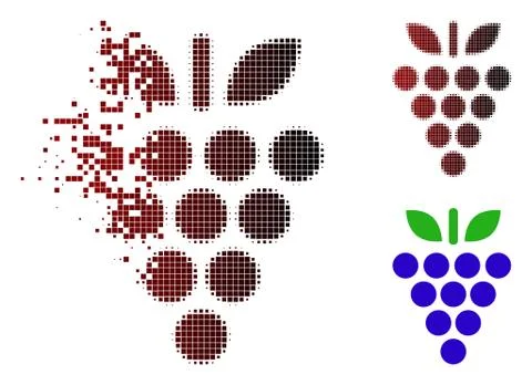 Shredded Pixel Halftone Grapes Icon Stock Illustration
