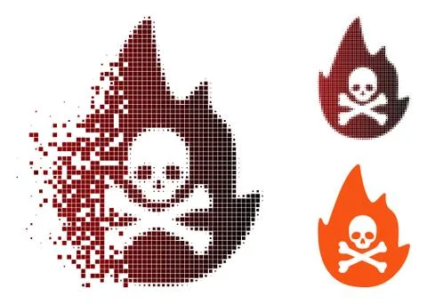 Shredded Pixel Halftone Hellfire Icon Stock-Illustration