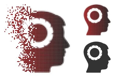 Shredded Pixel Halftone Human Memory Wheel Icon Stock Illustration