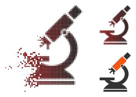 Shredded Pixel Halftone Labs Microscope Icon Stock Illustration