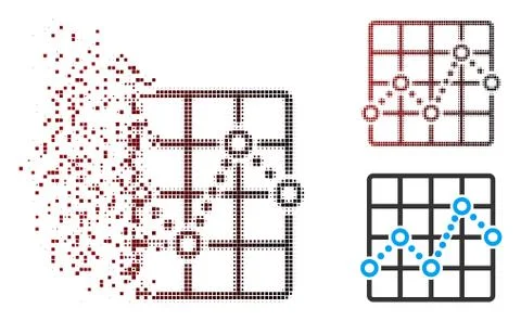 Shredded Pixel Halftone Line Plot Icon Ilustración de archivo