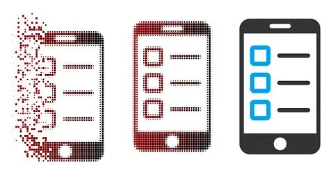 Shredded Pixel Halftone Mobile Test Icon Stock Illustration