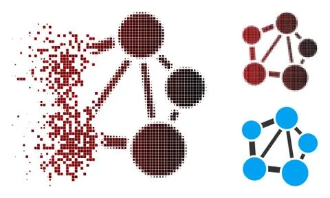 Shredded Pixel Halftone Network Icon Illustrazione stock