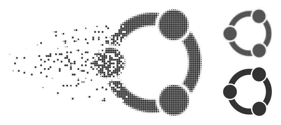 Shredded Pixel Halftone Network Relations Icon Illustrazione stock