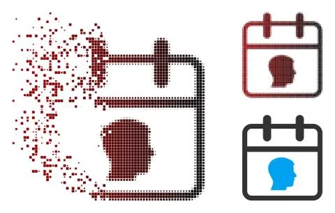 Shredded Pixel Halftone Personal Day Icon Stock Illustration