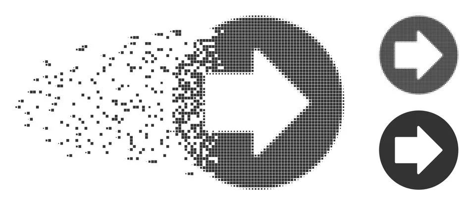 Shredded Pixel Halftone Right Arrow Icon Stock Illustration