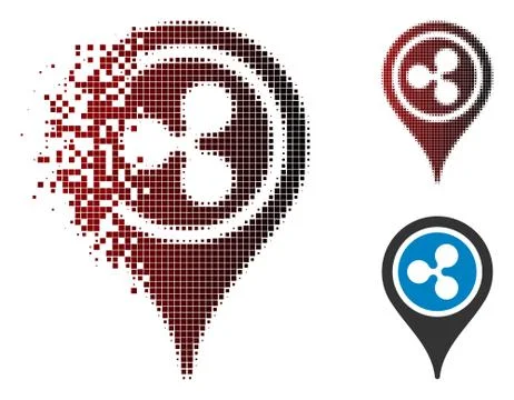 Shredded Pixel Halftone Ripple Map Pointer Icon Illustrazione stock