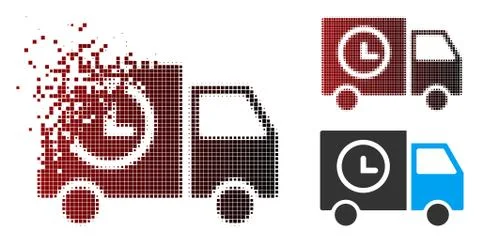 Shredded Pixel Halftone Shipment Schedule Van Icon Illustrazione stock