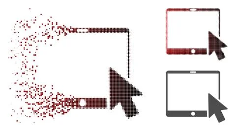 Shredded Pixel Halftone Tablet Arrow Pointer Icon Illustrazione stock