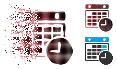 Shredded Pixel Halftone Time Table Icon Illustrazione stock