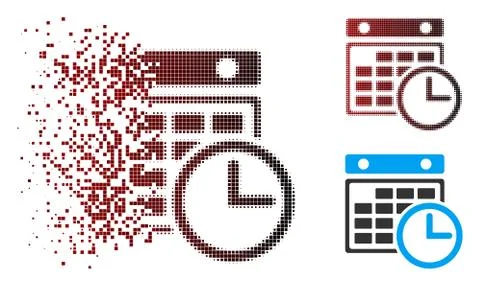 Shredded Pixel Halftone Timetable Icon Stock-Illustration