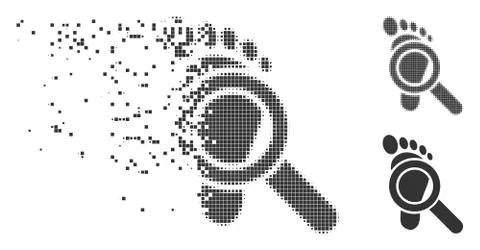 Shredded Pixel Halftone Trace Detective Icon Stock Illustration