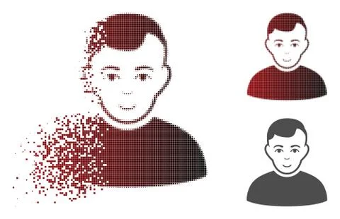Shredded Pixel Halftone User Icon with Face Stock Illustration