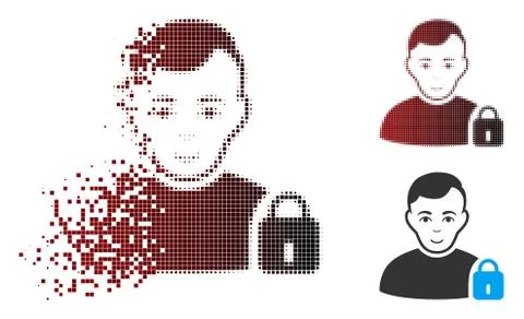 Shredded Pixel Halftone User Locked Icon Illustrazione stock