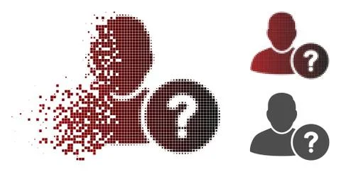 Shredded Pixel Halftone User Question Icon Stock Illustration