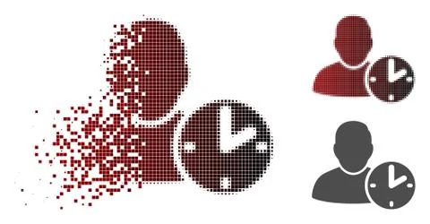 Shredded Pixel Halftone User Time Icon Stock Illustration