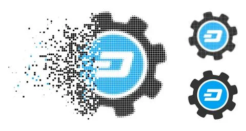 Shredded Pixelated Halftone Dash Settings Gear Icon Illustrazione stock