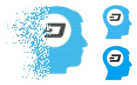 Shredded Pixelated Halftone Dash Think Icon 스톡 일러스트