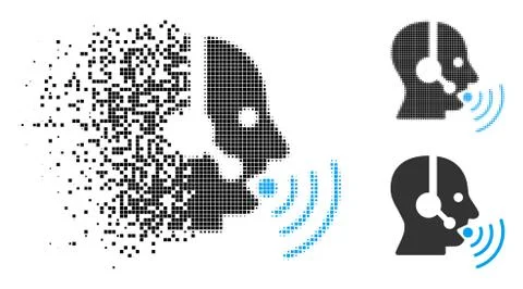 Shredded Pixelated Halftone Operator Talking Sound Waves Icon Ilustración de archivo