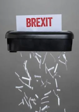 A shredder destroying a document - Brexit Foto stock