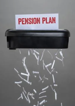A shredder destroying a document - Pension Plan Foto stock