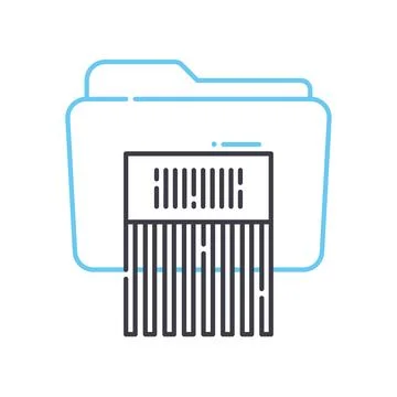 Shredding data line icon, outline symbol, vector illustration, concept sign Stock Illustration