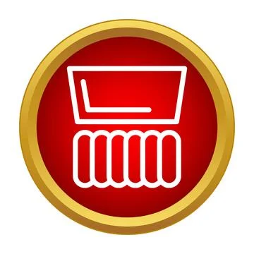 Shredding document icon on red gold circle Stock Illustration