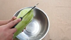 Shredding Green Papaya Traditionally by Knife, Slicing Step Stock Footage -  Video of organic, green: 109377660