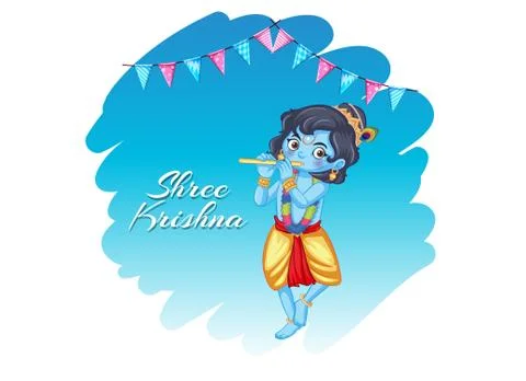 Shree Krishna on poster Stock Illustration