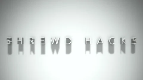 Shrewd hacks 3D title animation white text on a white background Stock Footage 299701813