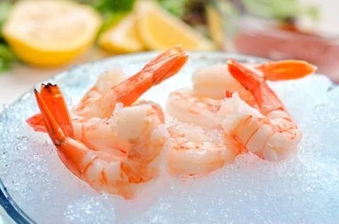 Shriimp on ice Foto stock