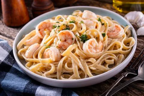 Shrimp Alfredo Stock Photos