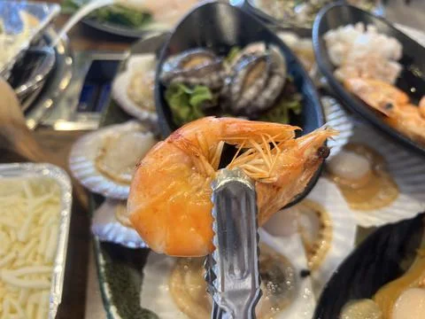 Shrimp and Grilled Shellfish Stock Photos