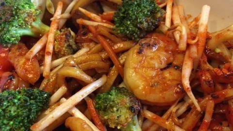 Shrimp and Noodles Macro 스톡 동영상 79630261