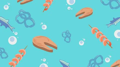 Shrimp and Steak Background Stock Illustration