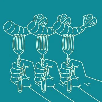 Shrimp appetizer seafood Stock Illustration