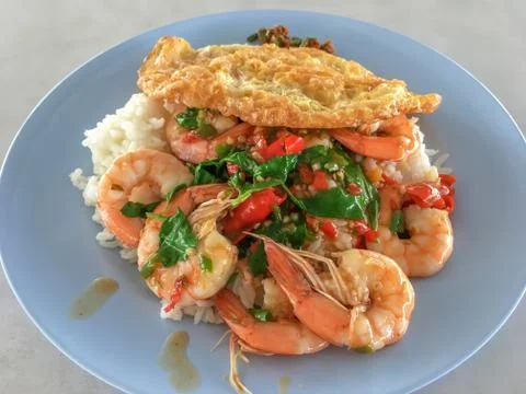 Shrimp basil Stock Photos