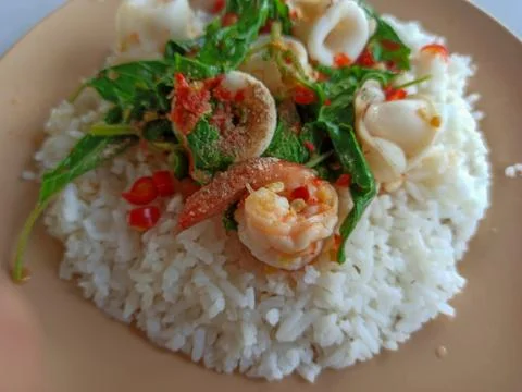 Shrimp basil Stock Photos