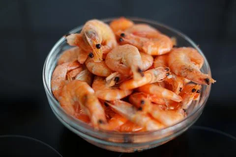 Shrimp on a black background Stock Photos
