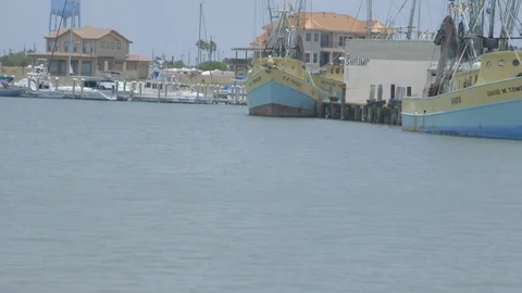 Shrimp boats docked Stock Footage 104881441
